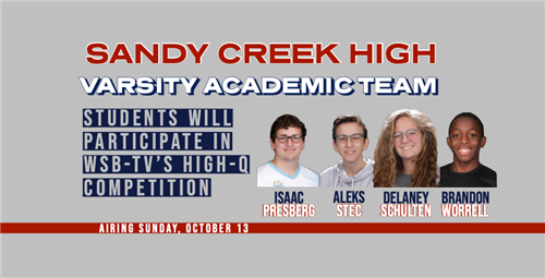  More 5 of 5,970   Collapse all Print all In new window Sandy Creek High’s Academic Team Make Their Television Debut 